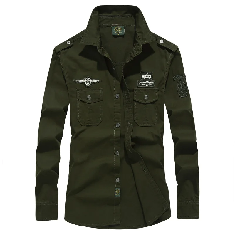 Men's Shirts Military Safari Cotton Shirt Casual Retro Outdoor Slim Fit with Pocket Long Sleeve Vintage Streetwear Drop Shipping