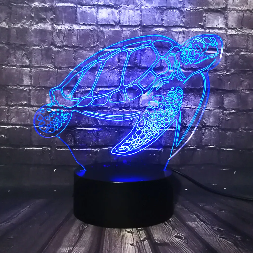 Плавать морские Черепашки животное светодиодный 3d-ночник ребенок Декор спальня ночник 7 цветов изменить Рождественский подарок игрушка, Прямая поставка