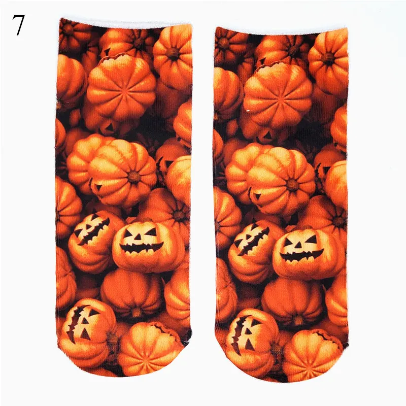 

Autumn Winter 3D Retro Personality Art Socks Halloween Print Short Cotton Socks Women Men Christmas Cute Low Cut Ankle Socks