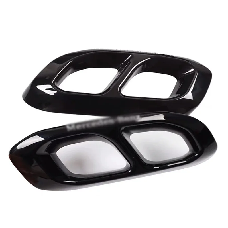 

For Mercedes Benz Exhaust Pipe Trims GLC A E-Class C207 W212 W213 W205 CLE C180 C200 Gloss Black Stainless Steel Muffler Cove