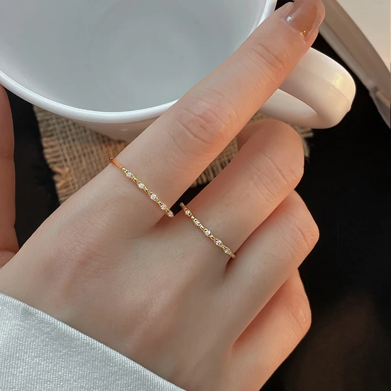 925 Sterling Silver Plain Ring Shiny Zircon Open Ring Multi-Function Stacking Index Finger Tail Ring Woman Banquet Jewelry