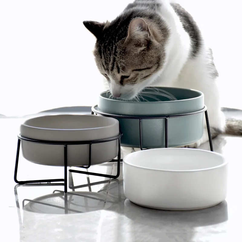 

Ceramic Pet Bowl Cat Puppy Feeding Supplies Double Pet Bowls Dog Food Water Feeder Dog Accessories Durable multiple color option