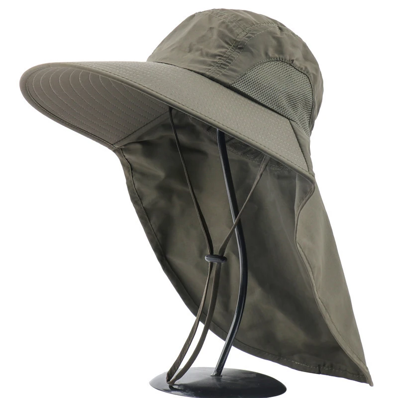 

Fisherman Hat Breathable Sun Resistant Wide Brim Sunhat with Neck Flap Foldable Quick Dry Fishing Hat for Outdoor Hiking HA