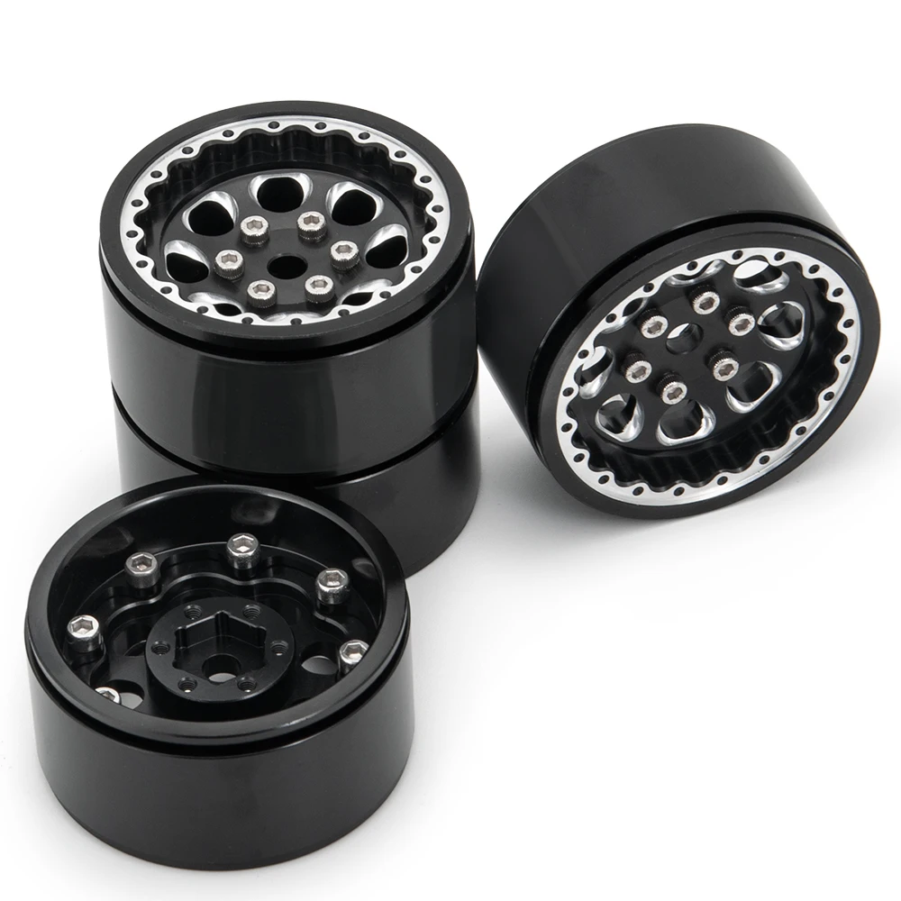 AXSPEED-bujes de llanta de rueda Beadlock de aleaci&oacute;n de aluminio negro de 1,9 pulgadas para Axial SCX10 D90 CC01 1/10 RC Crawler, piezas de coche-4