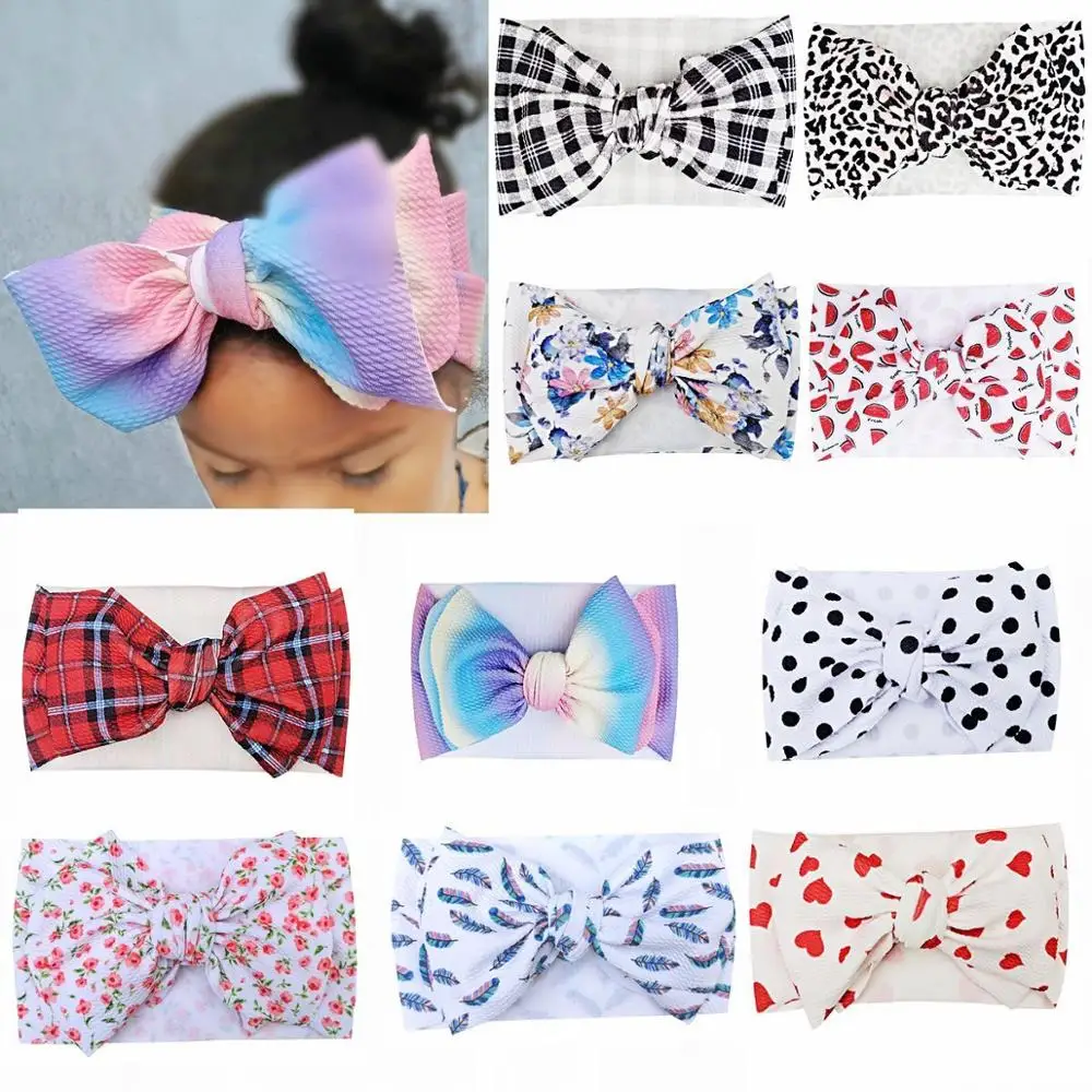 30 шт./лот регулируемые банты с рисунком для новорожденных 7 &quot повязки на голову