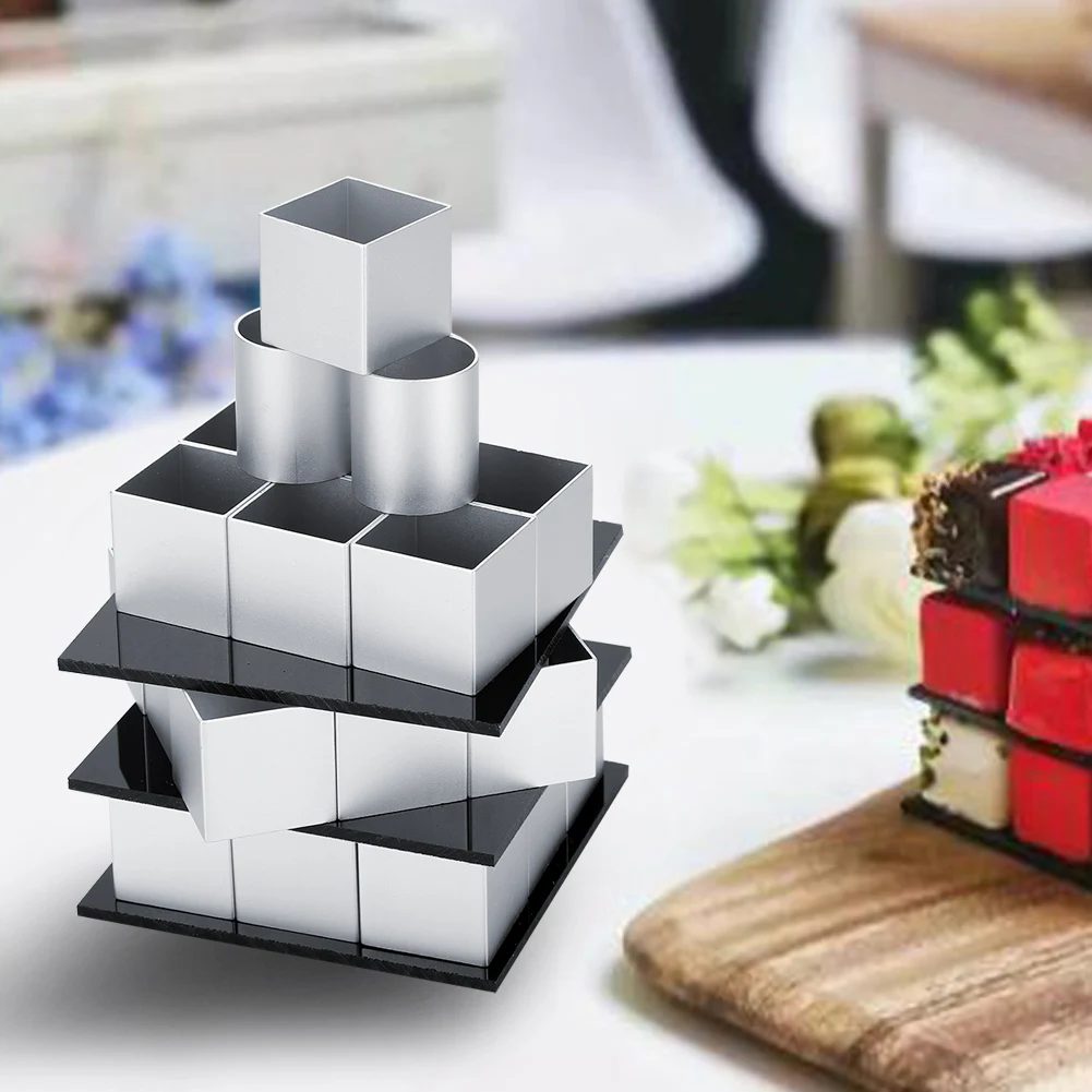 

Новые инструменты для торта, 3D металлическая Форма для торта, трехслойный вращающийся мусс для торта, десерта, выпечки, формочка для десерта...