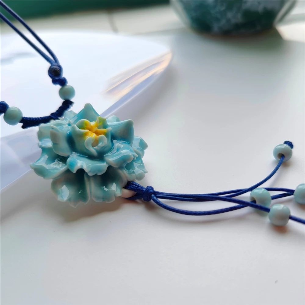 Женское ювелирное изделие керамическое ожерелье с подвеской ручная работа