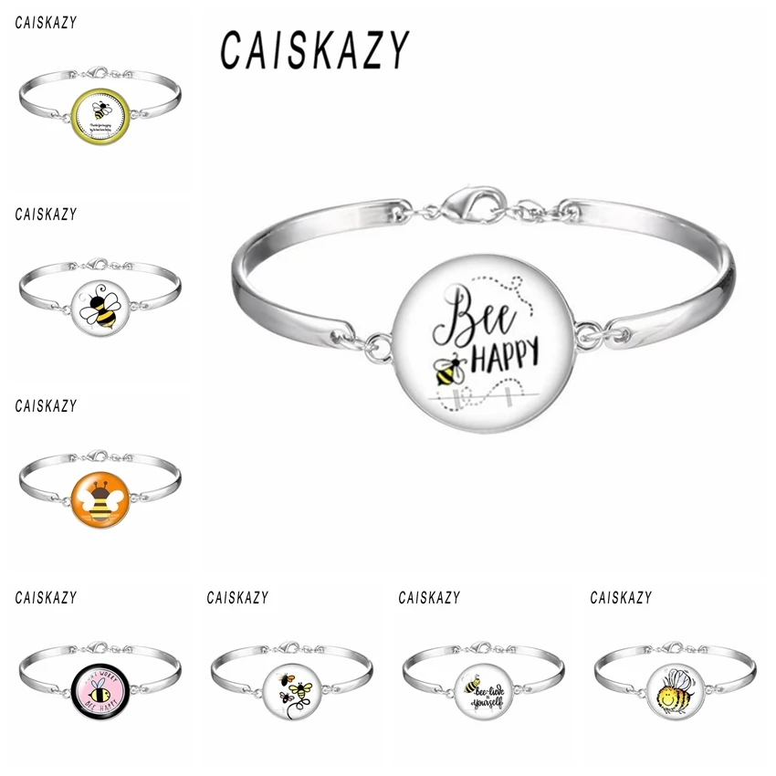 Новый мультяшный аниме узор пчела быть счастливым металлический браслет цепочка