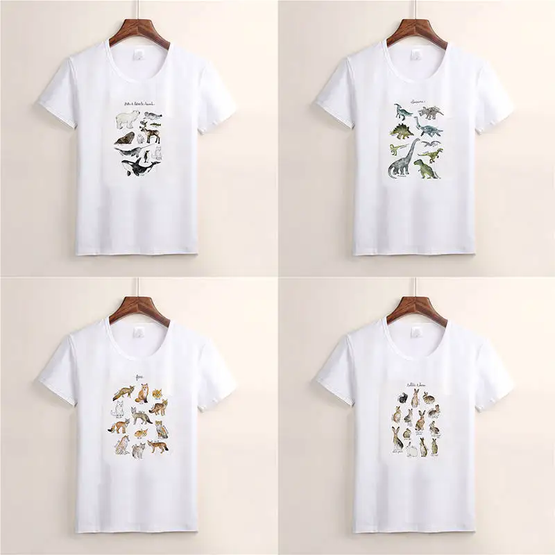 Лиса Акула кролик футболка с изображением животного мужские Топы Harajuku забавная