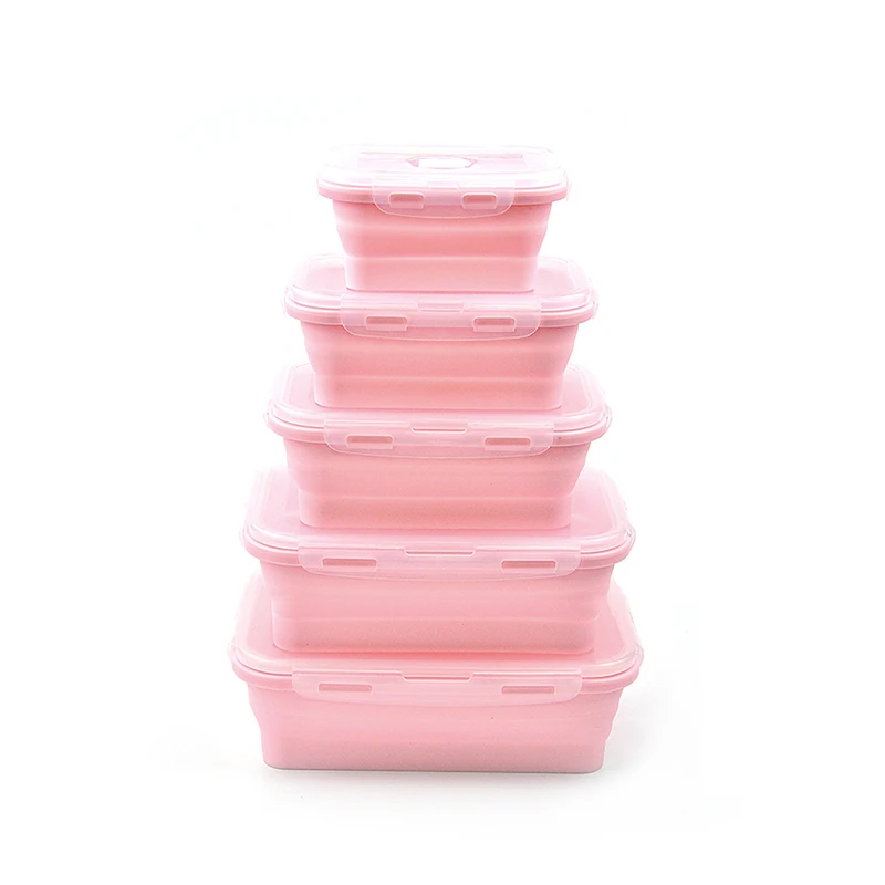 4 размера складной силиконовый контейнер для еды Портативный Bento Ланч-бокс