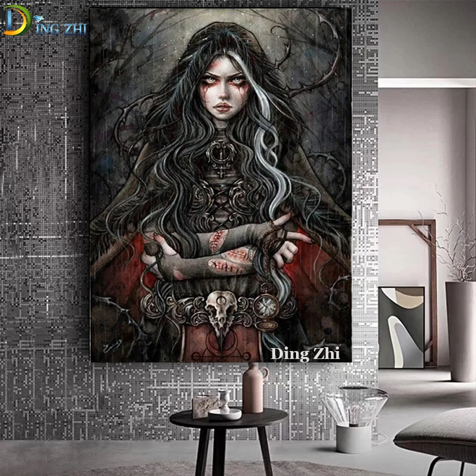 

Vampire Girl Witch 5D Diy Diamond painting Home Decoration Poster Full Square Round Drill Mosaic Embroidery Cross Stitch Gift
