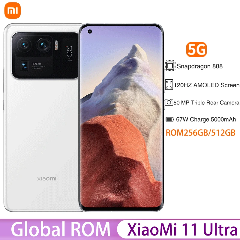 Xiaomi – Smartphone Mi 11 Ultra 5G, ROM Global, 256 go/512 go, Snapdragon 888, NFC, écran 50mp 120HZ, Charge rapide 67W, batterie 5000mAh  (0)