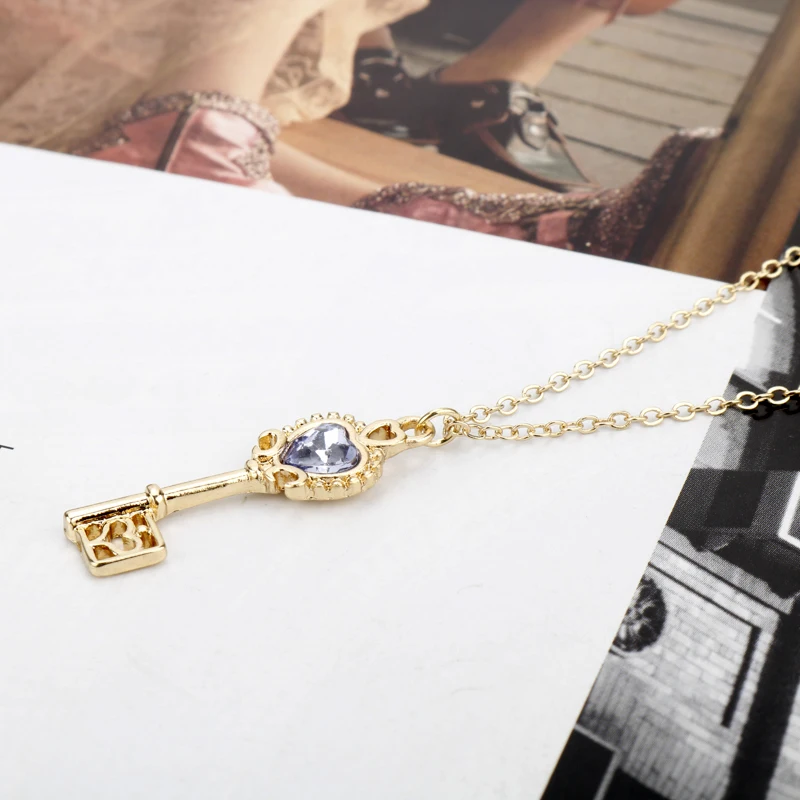 Rhinestone Jewelry Tsukino Usagi Romantic Love Crystal Heart Key Shiny Ladies Pendant Necklace Female Accessories | Украшения и