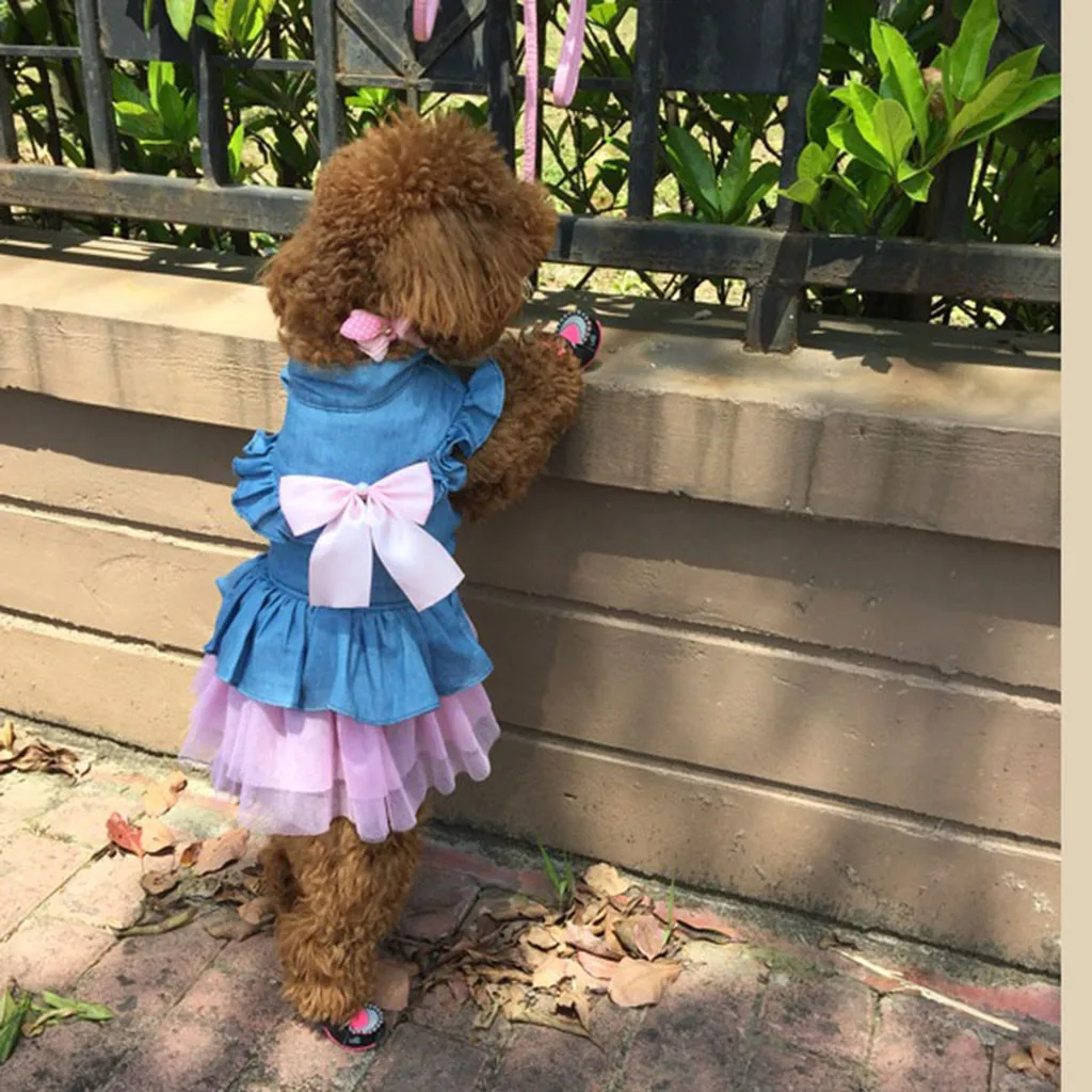 

Cat Clothes Pet Pet Spring and Summer Breathable Elegant Princess Skirt Cute and Sweet Dog Cat Dresses Withbowknot