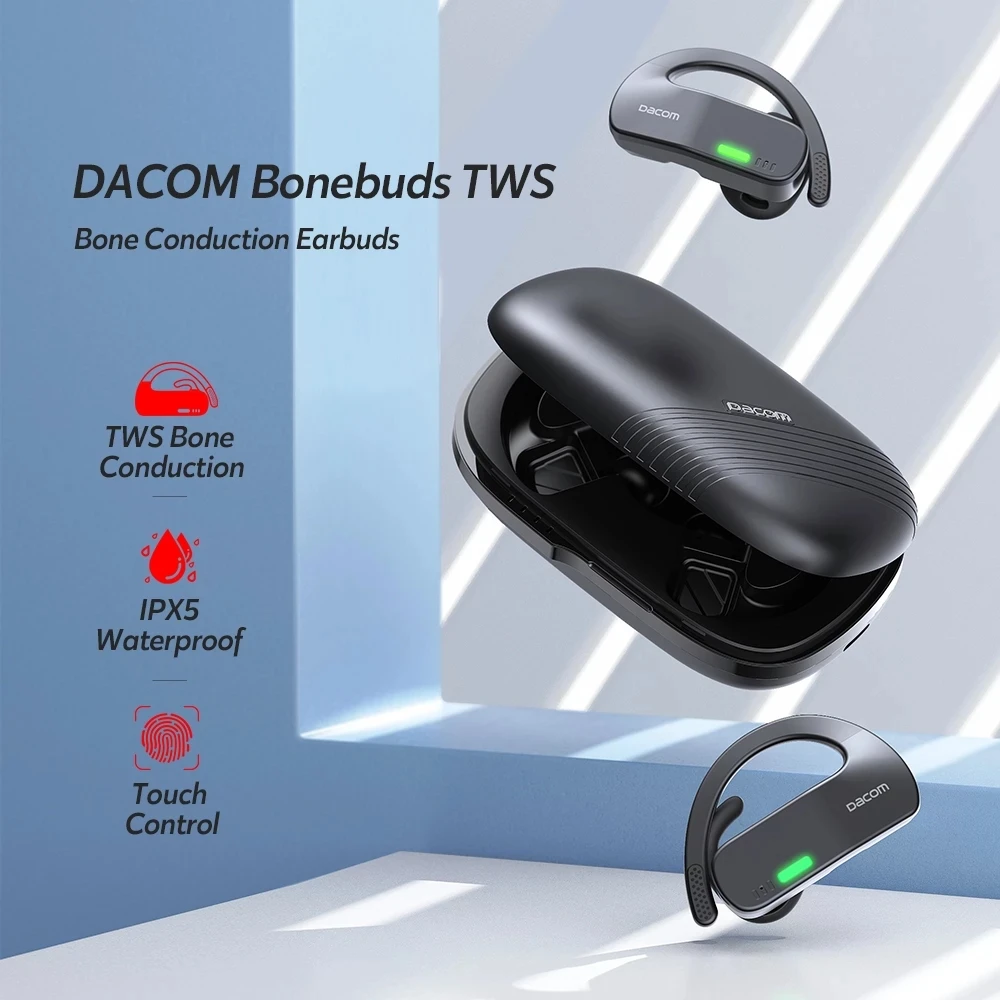 TWS-стереонаушники DACOM Bonebuds с костной проводимостью водонепроницаемые поддержкой