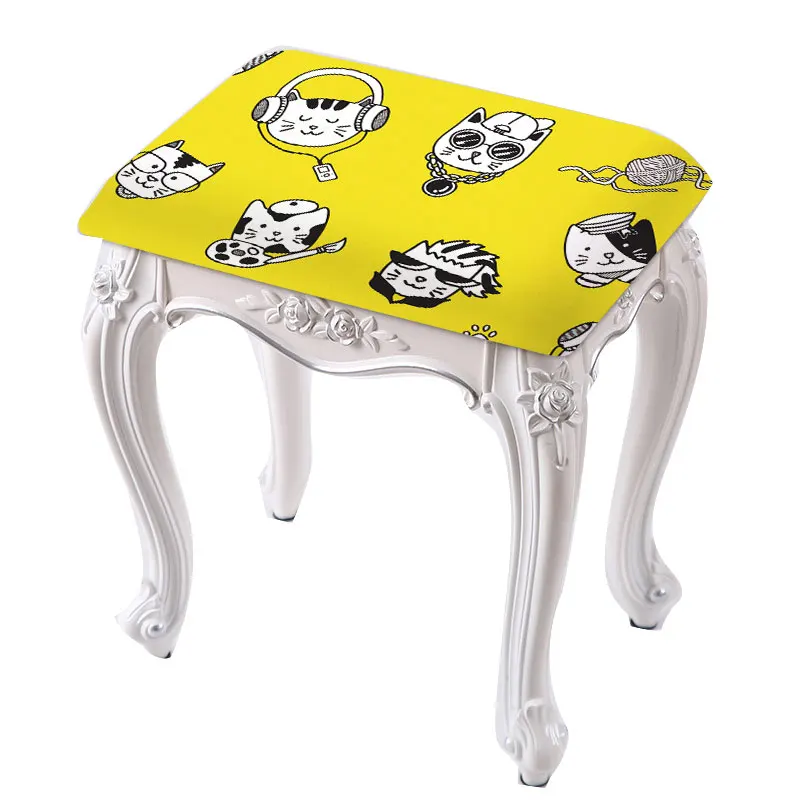 

New Rectangular Stool Covers Flower Printed Seat Protector for Bedroom Comfortable Square Stool Surface Dust proof Chair Cover