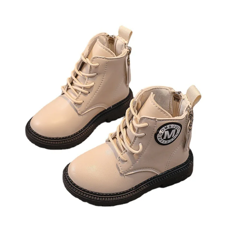 

Осенне-зимние новые детские спортивные ботинки CNFSNJ для мальчиков и девочек, ботинки с высокой и плоской подошвой, матовые повседневные кожа...