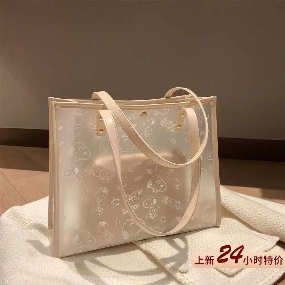 

Snoopy Fashion Cartoon Transparent Jelly Bag Simple Casual Large Capacity Sweet Fresh Wild Girl Shoulder Big Bag