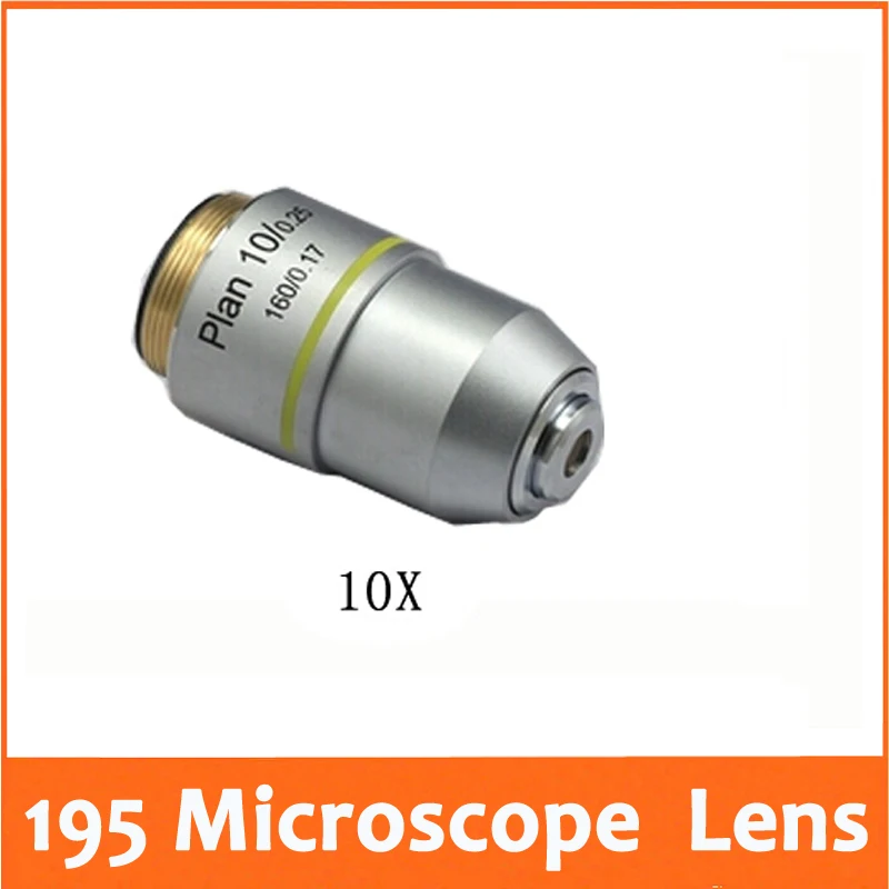 

10X L=195 Plan Achromatic Biological Microscope Objective Lens Laboratory Biomicroscopy Accessories 20.2mm for Medical Science
