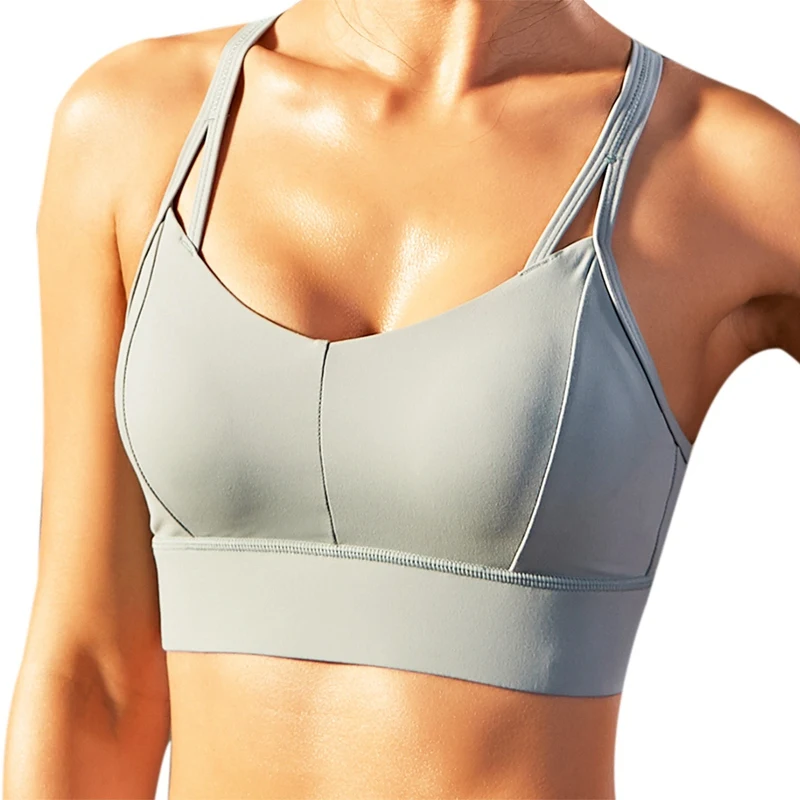 Женский Регулируемый цельный черный бюстгальтер с крестиком для бега одежда фитнеса спортивный йоги