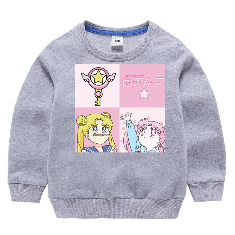 Детский хлопковый пуловер с принтом Сейлор Мун для девочек топы маленьких
