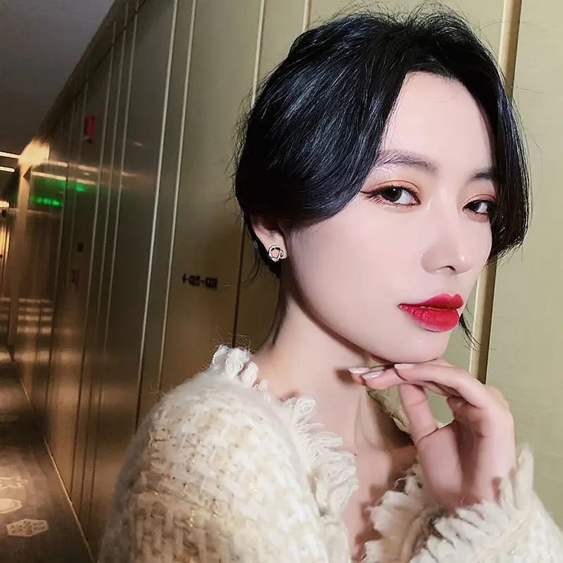 

Korea New Fashion Trendy Female Korea Exquisite Small Crystal Winding Earrings For Women