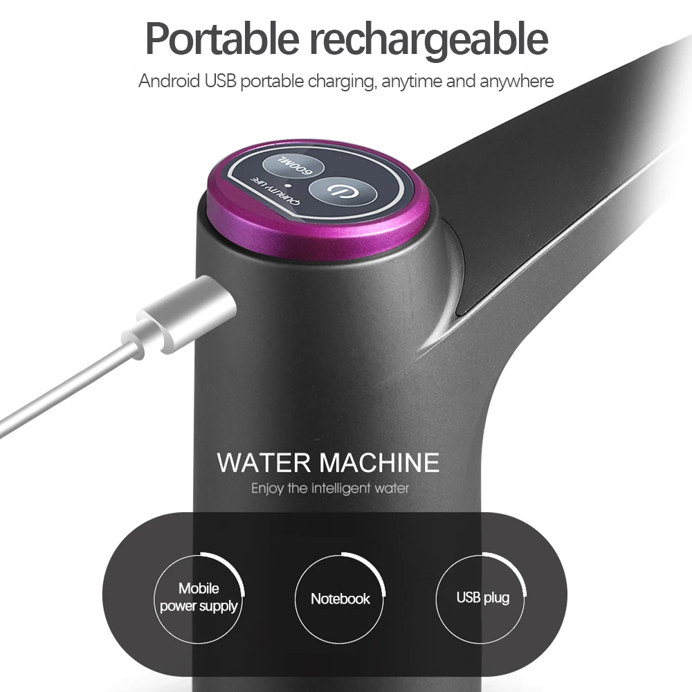 

Water Bottle Pump Water Dispenser USB Rechargeable Electric Water Pump Portable Automatic Drinking Bottle Pump