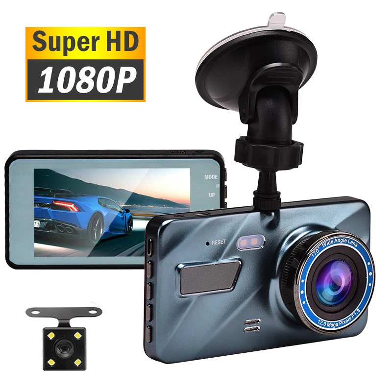 

4inch Car DVR Dash Cam Video Recorder Rear View Dual Camera 1080P HD Car Camera TF Card 32G Cycle Recording Night Vision Dashcam