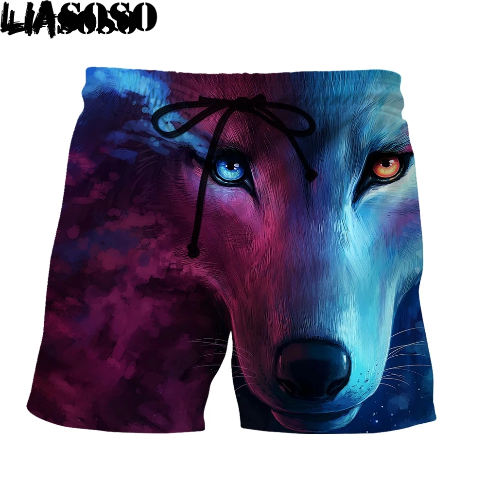 

LIASOSO Snow Wolf 3D Printing Men Women New Pants Beach Sweatpants Shorts Fashion Casual Oversized Comfortable Cold-blooded