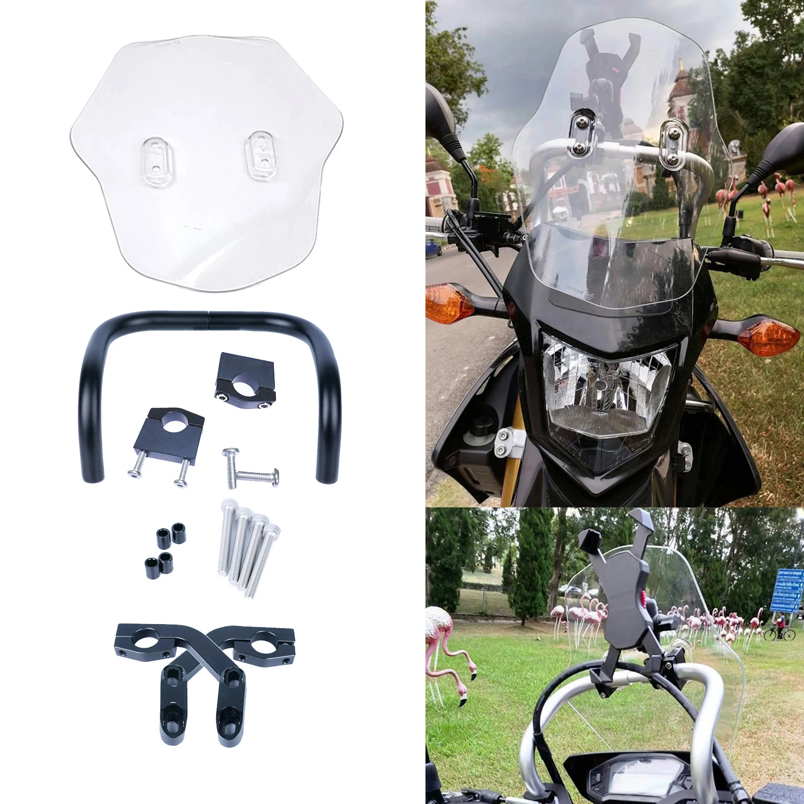 

Universal Motorcycle Modification Windshield Spoiler w/Mounting Bracket Kit