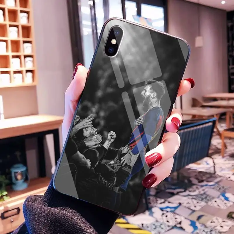 

CUTEWANAN Lionel Messi Black Soft Shell Phone Case Capa Tempered Glass For iPhone 11 Pro XR XS MAX 8 X 7 6S 6 Plus SE 2020 case