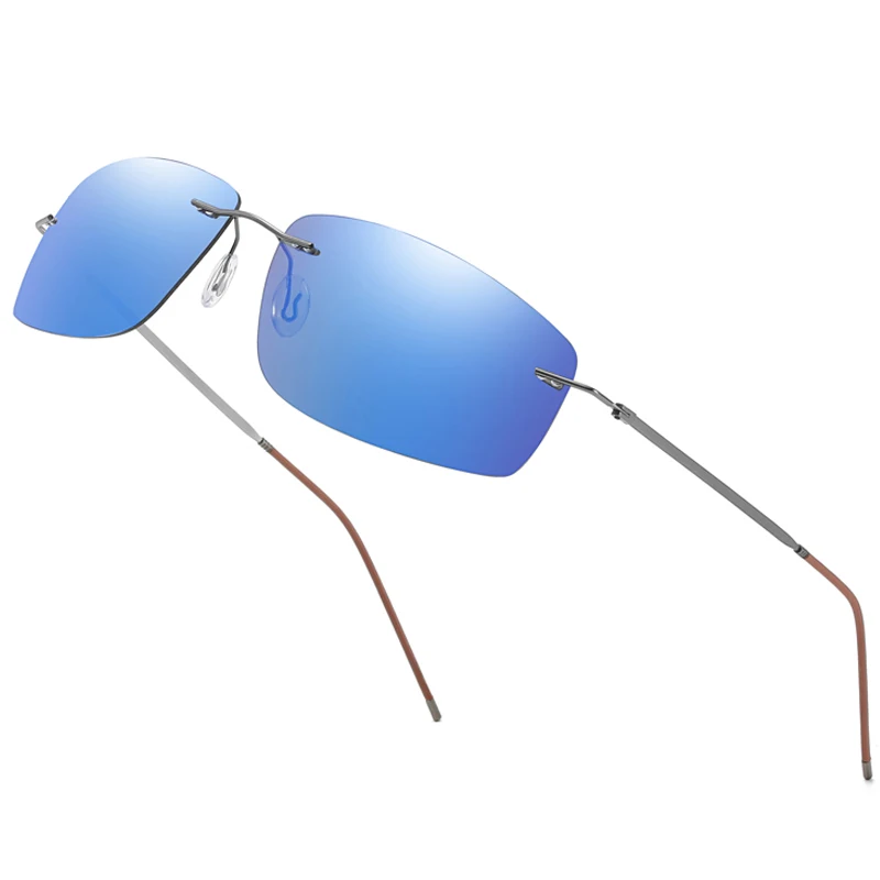 

Polarized Sunglasses for Men Square Rimless Polaroid Brand Designer Gafas Men Square Sun Glasses Sunglasses for Men Women UV400