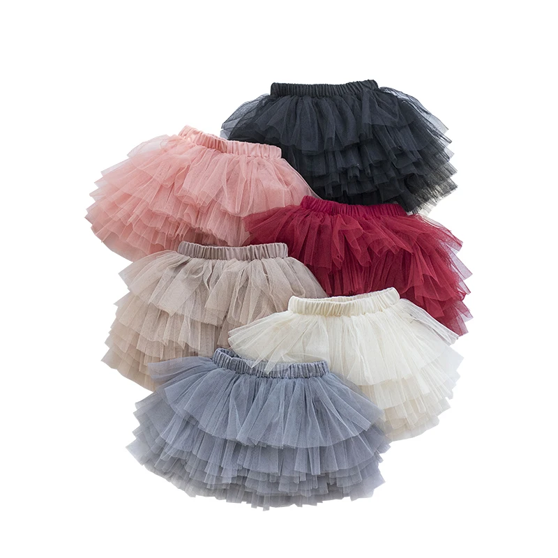 2021 New Mesh Fluffy Tutu Kids Skirt for Gils Princess Ballet Dance Dresses for Baby Girls Ball Gown Cupcake Dress Toddler Skirt