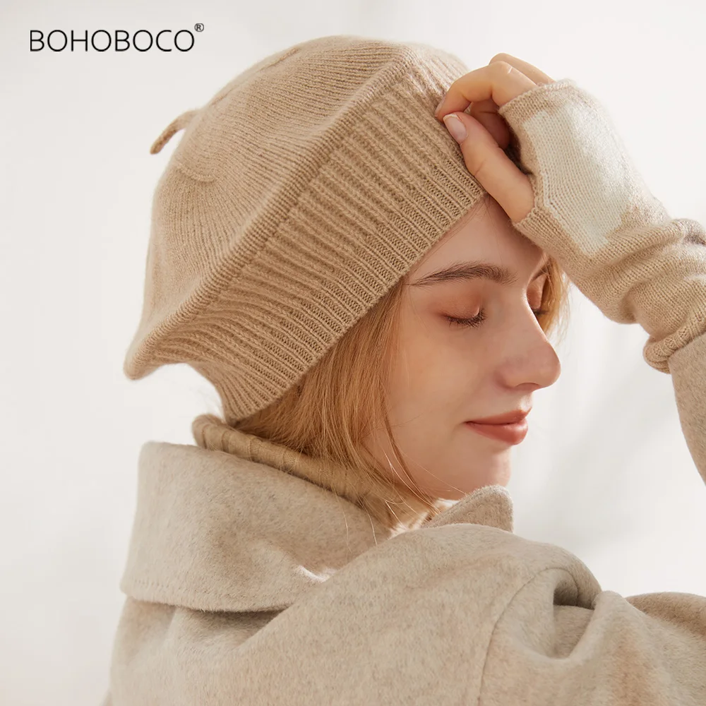 Однотонная Повседневная винтажная Женская шапка берет простая шерстяной Теплый