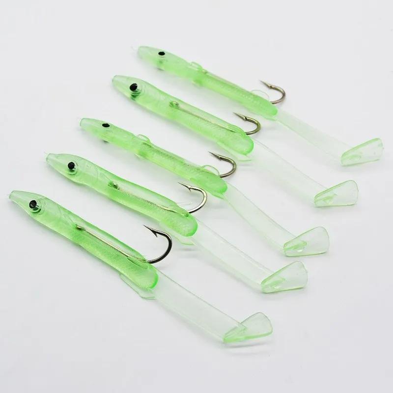 10 шт./упак. приманка Flasher Rig крючком Мягкая светящийся угорь УФ темная скумбрия