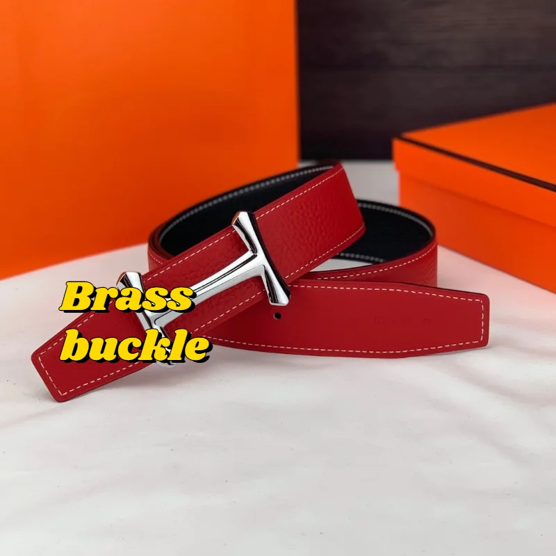 

3.8cm Wide H Brass Buckle Men Women Belt High Quality Genuine Leather Luxury Designer Fashion Waistband
