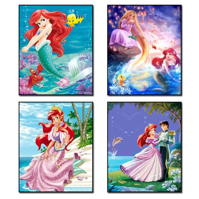 

Disney платье в стиле Русалочки с Алмазная вышивка крестиком на рисунке, Наборы мозаика 5D для алмазной вышивки "сделай сам", домашний декор
