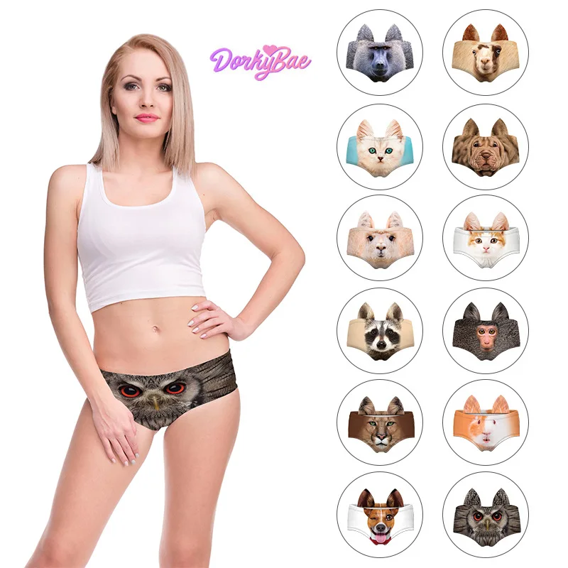 Женские сексуальные трусики 3D Животные кошка собака свинья обезьяна уши милое