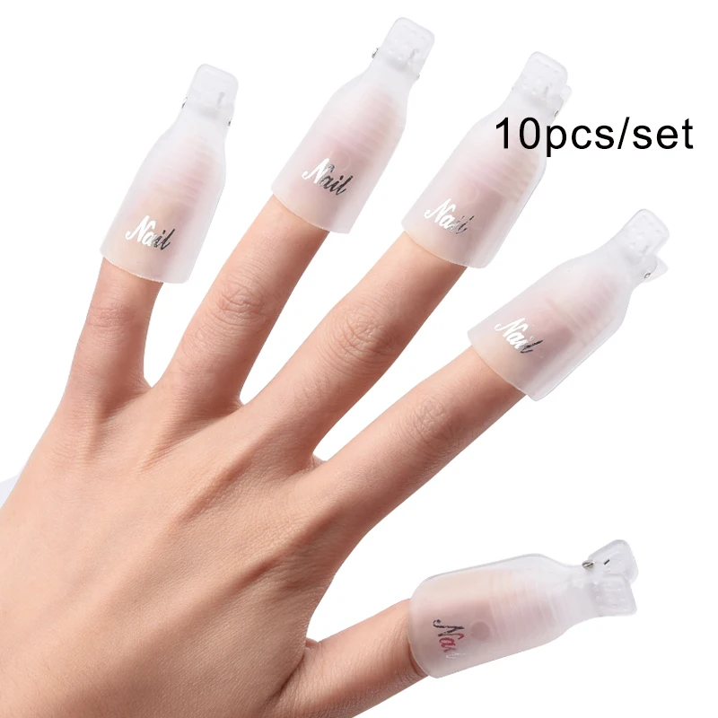 white 10pcs OYAKOM 5 шт. средство для снятия лака для ногтей Прочный пластик дизайн ногтей Замачивание колпачок зажим средство для снятия УФ гель-лака обертывание инструмент для дизайна ногтей советы - Цвет: white 10pcs