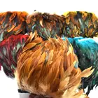 Бахрома из натуральных петушиных перьев длиной 13-18 см, окрашенная атласной лентой для юбки, перья для рукоделия, оптовая продажа, 10 метров