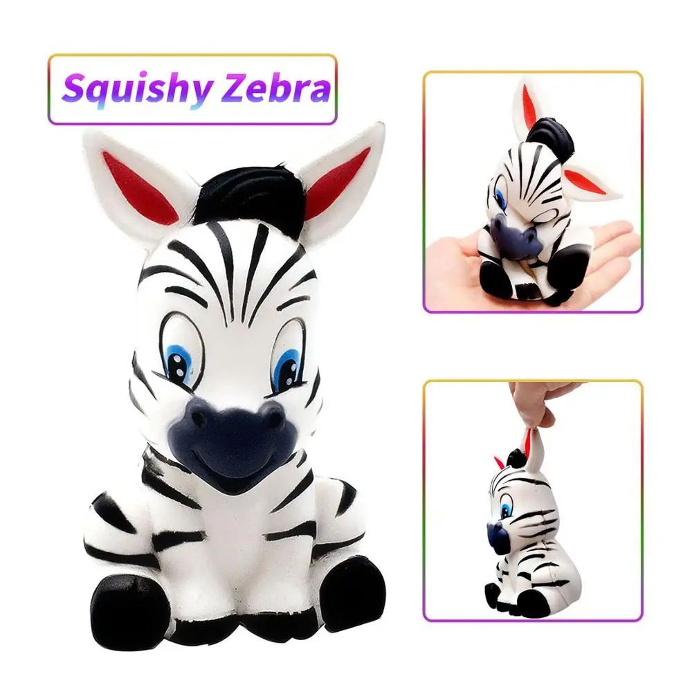 

New Jumbo Squishy Kawaii Zebra Horse Slow Rising Jumbo Animal Soft Scented Squeeze Toy Charms Cake Bread Kid Toys gifts 13*8CM