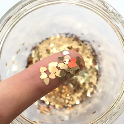 Solid light gold 10g Ультратонкая PET Блестки 3 мм Сердце Лазерная блестящая 3D блестка для ногтей блестка Eo-Friendly свободные блестки для украшения ногтей 10 г - Цвет: Solid light gold 10g