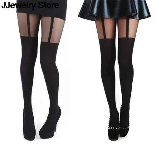 1 пара модных Сексуальное Черное Трикотажное нижнее белье в виде поддельные