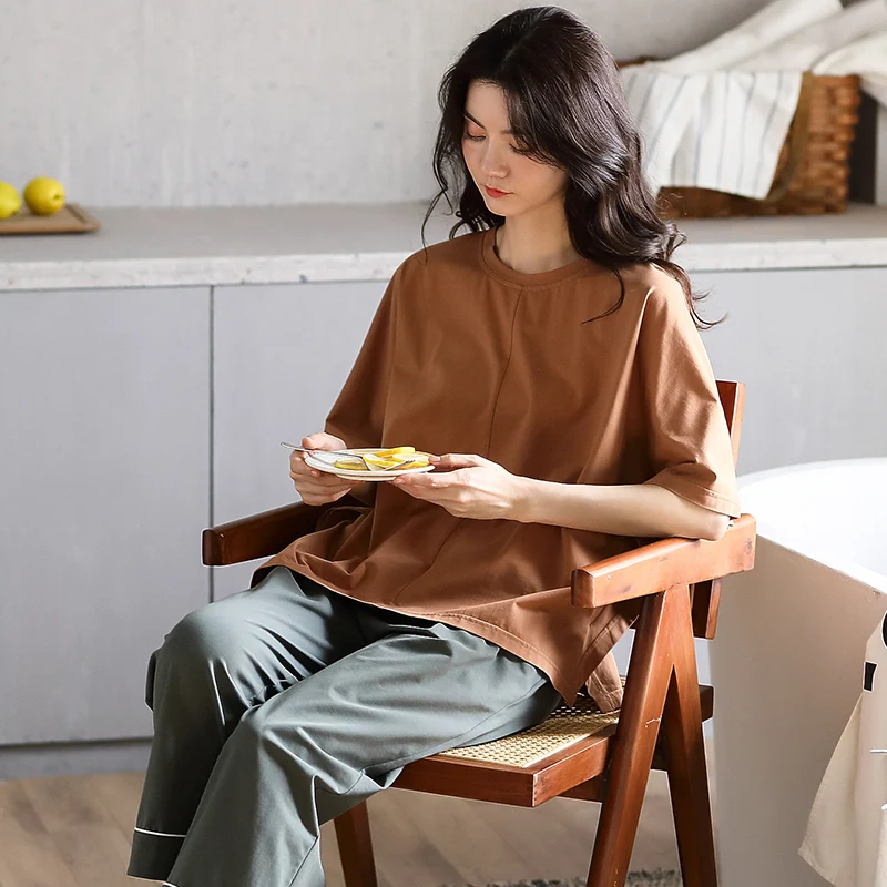 Асимметричный женский пижамный комплект с уникальным дизайном Хлопковая пижама