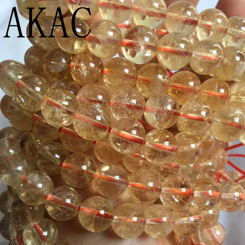 

Approx9+-0.2mm 100% Natural citrine quartz bracelets smooth round beads for Jewelry making deisgn
