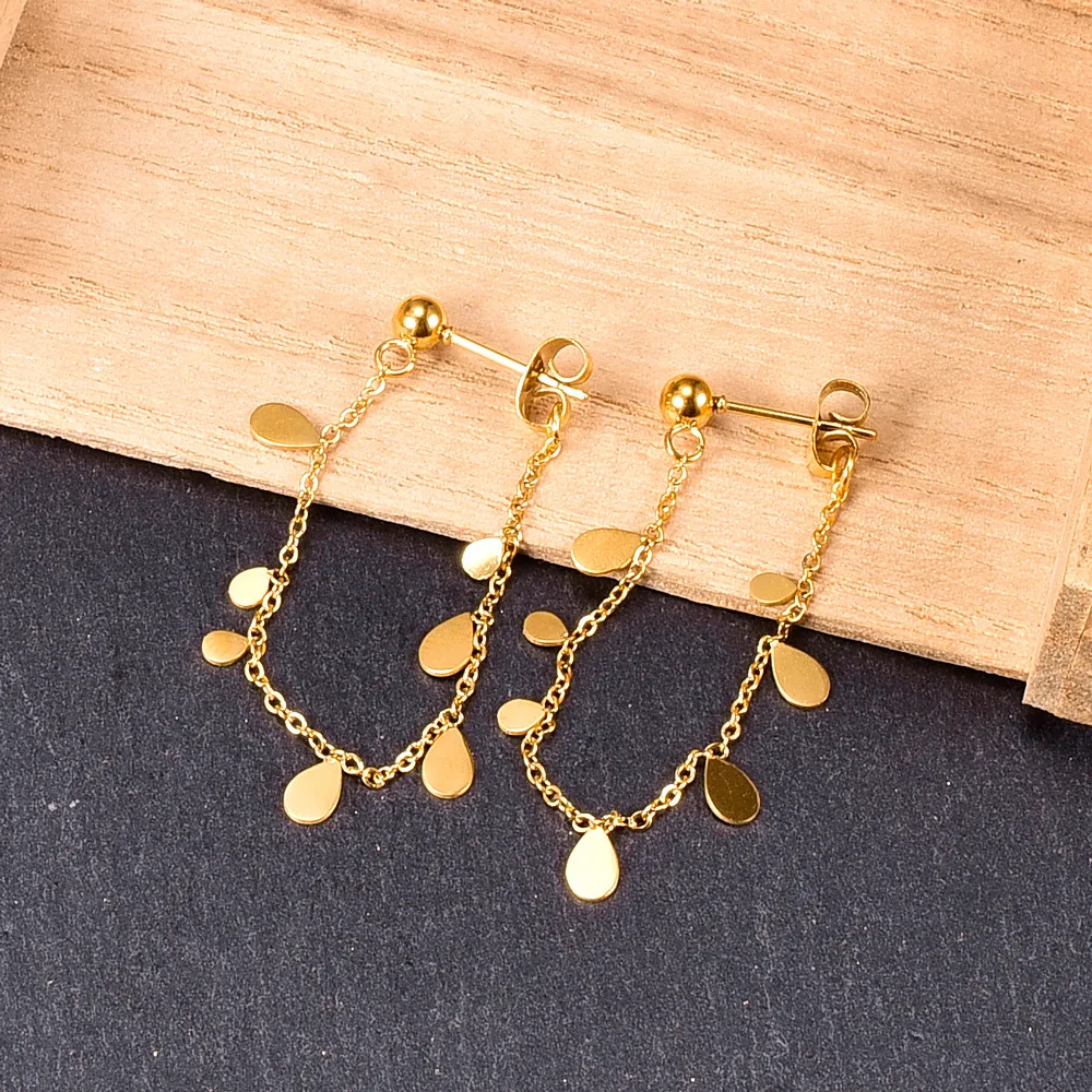 

E81 цепочка с кисточкой, яркие блестки в форме капли воды, красивая подвесная задняя часть уха, шпилька, Женская позолоченная