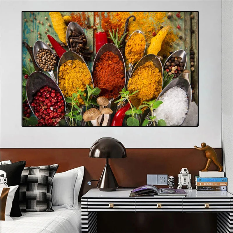 

Modern Various Spices Wall Art Posters and Prints Wall Art Pictures Still Life Canvas Paintings Cuadros for Kitchen Room