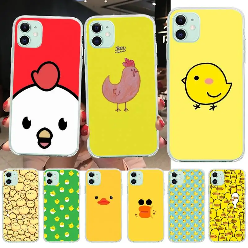 

CUTEWANAN Cute Yellow Chickens Duck Phone Case for iPhone 11 pro XS MAX 8 7 6 6S Plus X 5S SE 2020 XR cover