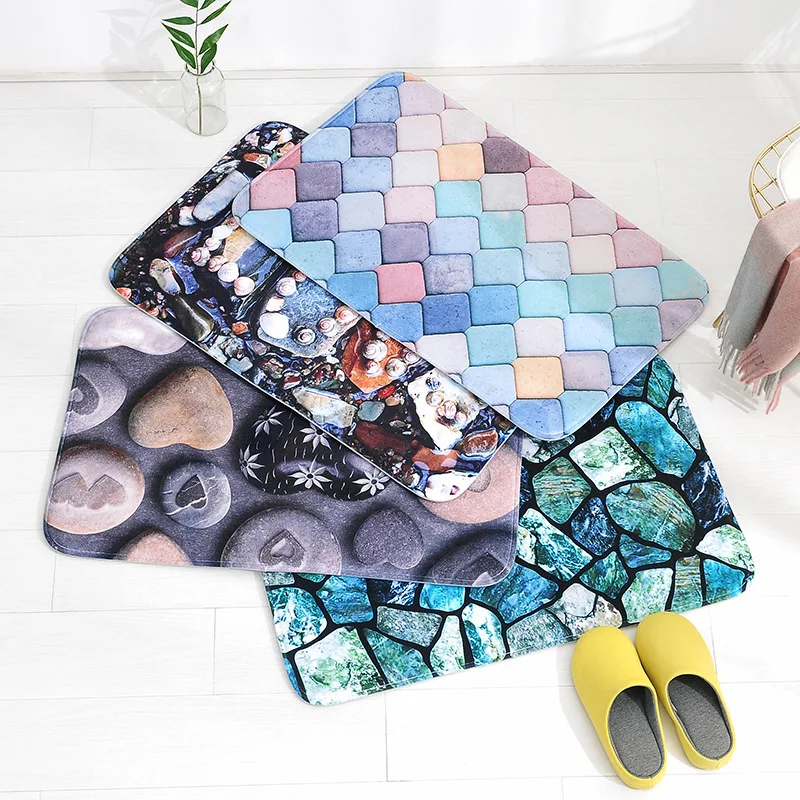 colorful stones bath mat set thicken flannel bathroom carpets toilet rugs wc room floor pads tapis salle de bain 4575 45120cm free global shipping