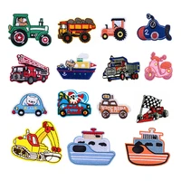 cartoon f1 racing car fire truck ship excavator patches for clothing stickers diy patches embroidery patch applique badges